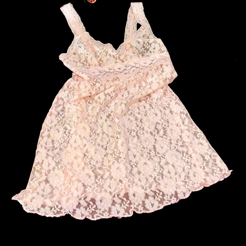 Ambrielle pink lace slip dress lingerie chemise Sz L - Picture 6 of 7